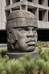 The San Lorenzo Monument, a replica of an Olmec colossal head Mesoamerica, Austin, Texas O48K75