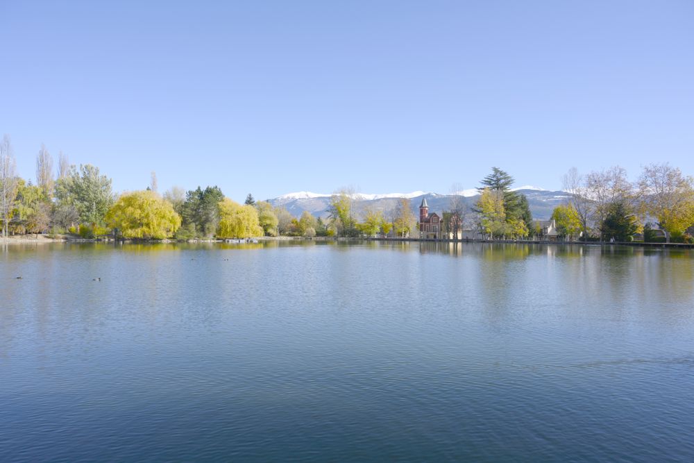 Mountain landscape, lake and mountain range