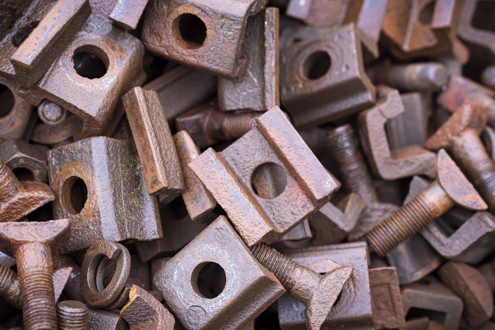 Old railways iron screws