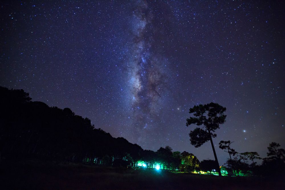 Landscape milky way galaxy with star and space dust in the universe, Long exposure photograph, with grain.