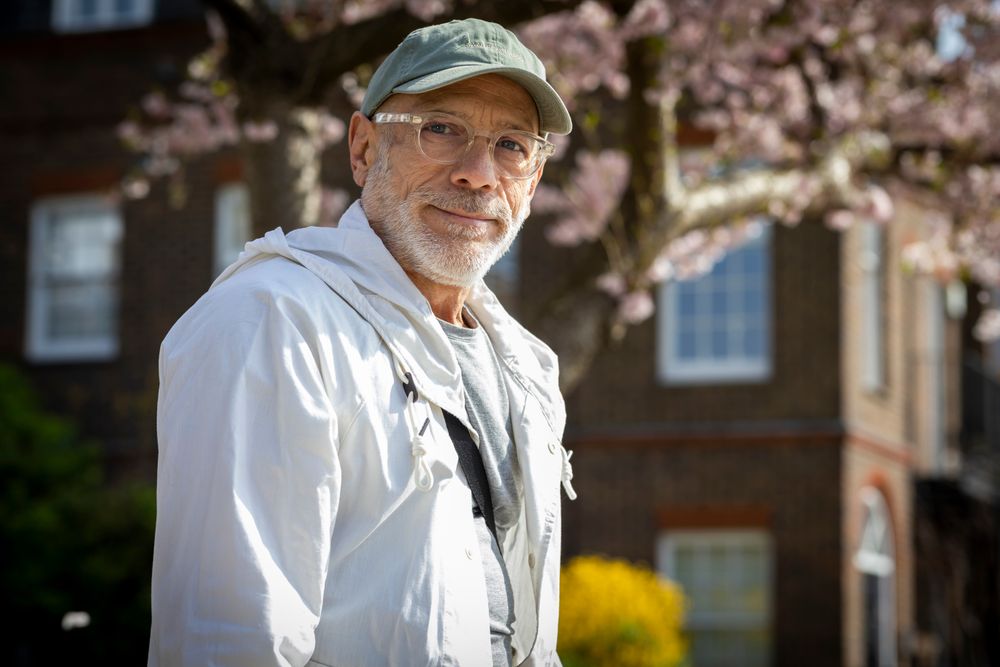 Portrait of male with grey beard in the spring