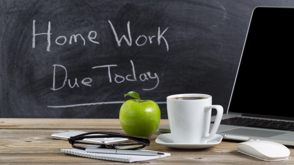 Desk with technology and snacks for teacher