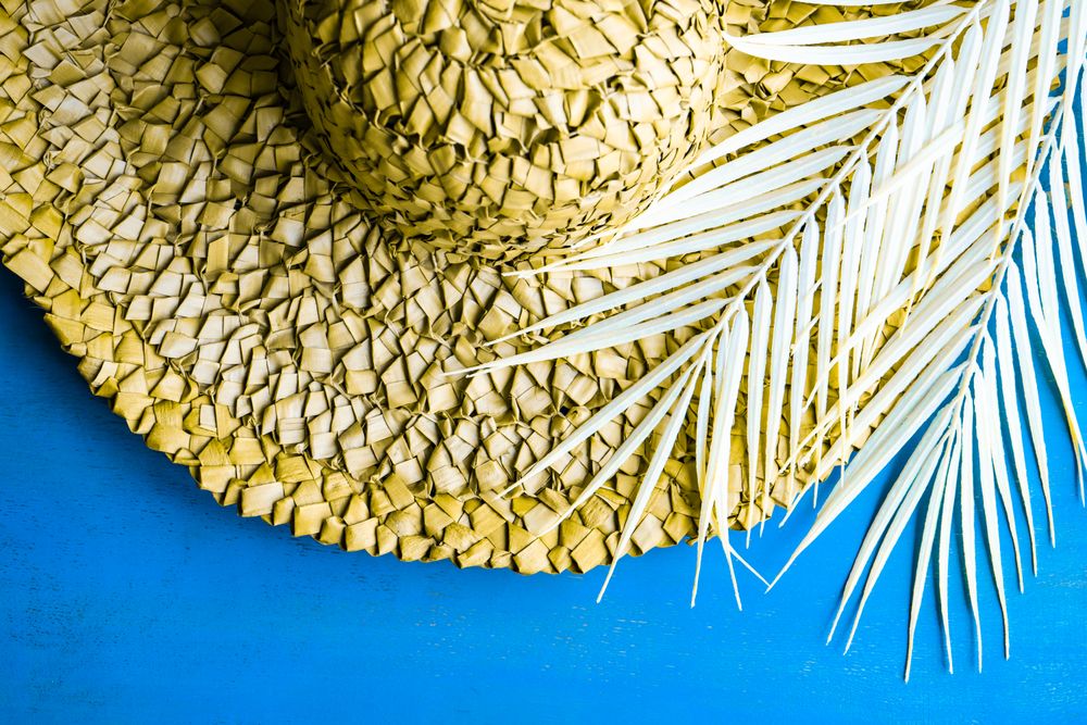 Summer hat with palm leaf