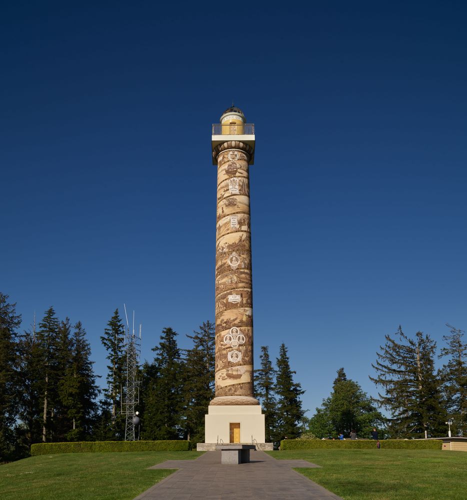 The 125-foot-tall Astoria Column, Astoria, Oregon