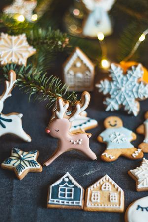 Cute gingerbread cookies with icing detail