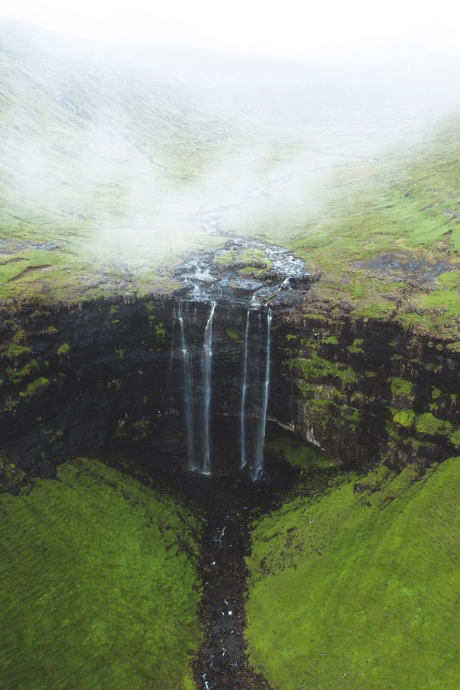 High angle view of waterfall