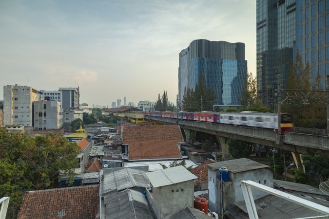 Jakarta, Indonesia - Oct 19, 2019: A train from the public transport of Jakarta