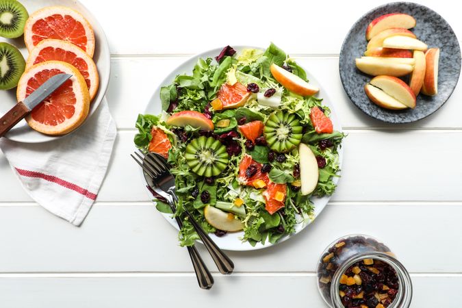 Yummy salad with bacon and croutons