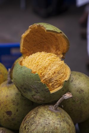 Ripe yellow wood apple for sale  fruits market in Bangladesh