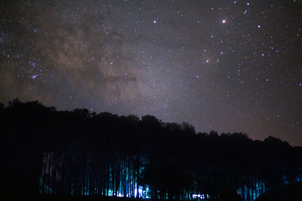 milky way galaxy and space dust in the universe, Long exposure photograph, with grain.