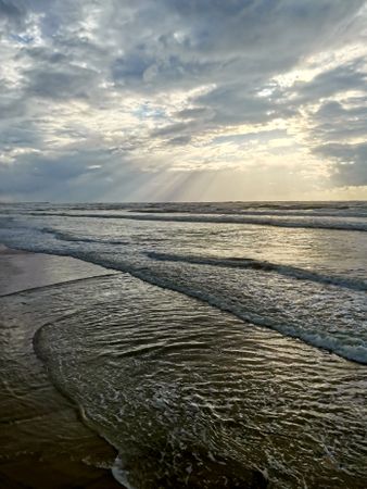 Seascape. Dramatic sunset