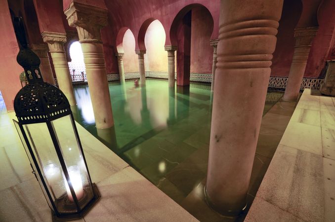 Pool in Arab Baths in Granada, Andalusia, Spain
