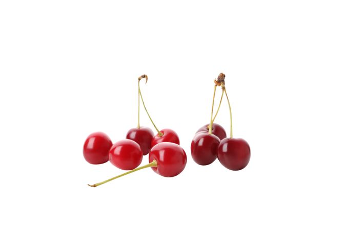 ripe cherry fruits, isolated on blank background
