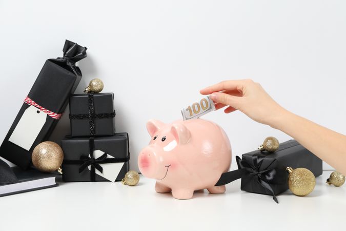 Concept of Christmas finance with piggy bank