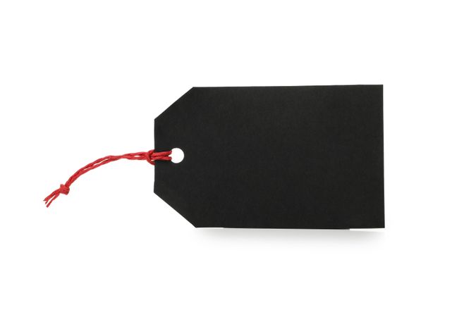 Blank dark tag isolated on bright background