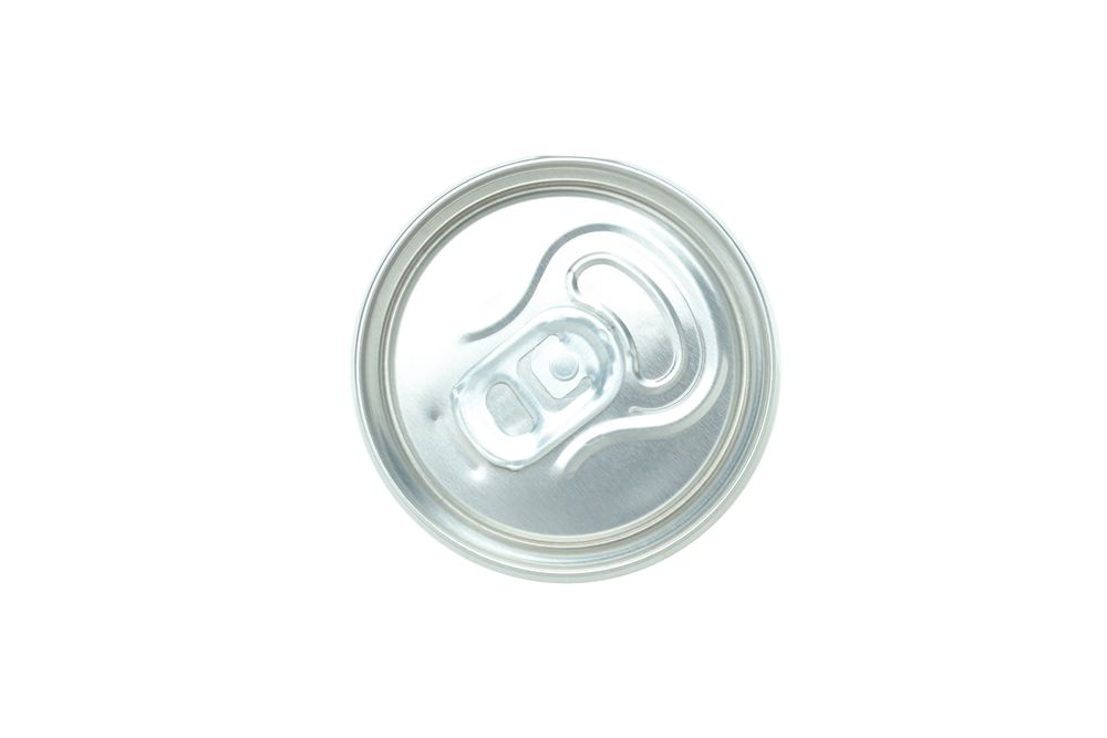 Blank can, close up and top view, isolated on blank background