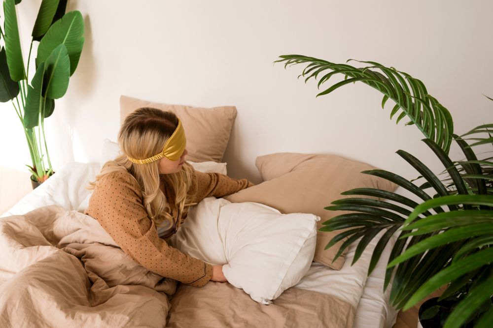 The woman goes to bed