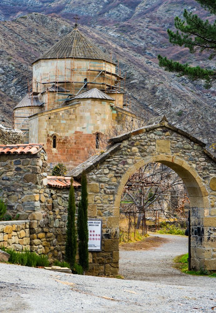 Ateni Sioni cathedral with medieval facade close to Gori in Shila Kartli region, Georgia