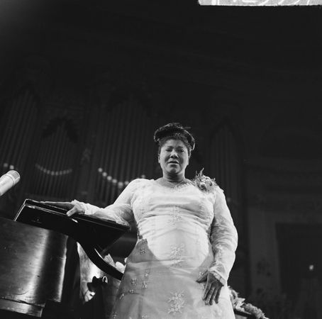 Gospel singer Mahalia Jackson at the Royal Concertgebouw in Amsterdam, Netherlands, April 23, 1961
