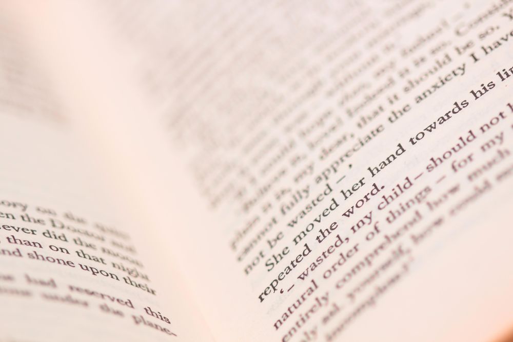Open book in close-up with blurred lines