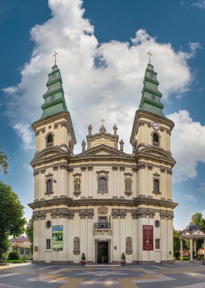Exterior view of Cathedral of the Immaculate Conception of the Blessed Virgin Mary in Ternopil, Ukraine