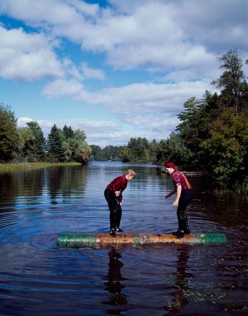 Contestants at a Scheer's Lumberjack Show on the Namekagon River, Wisconsin