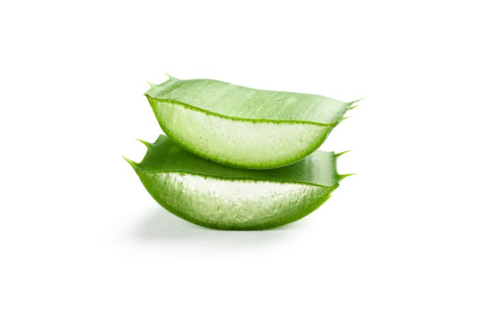 Aloe vera slices isolated on plain background. Herbal medicine