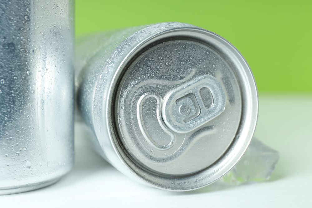 Concept of drink, blank cans with space for label