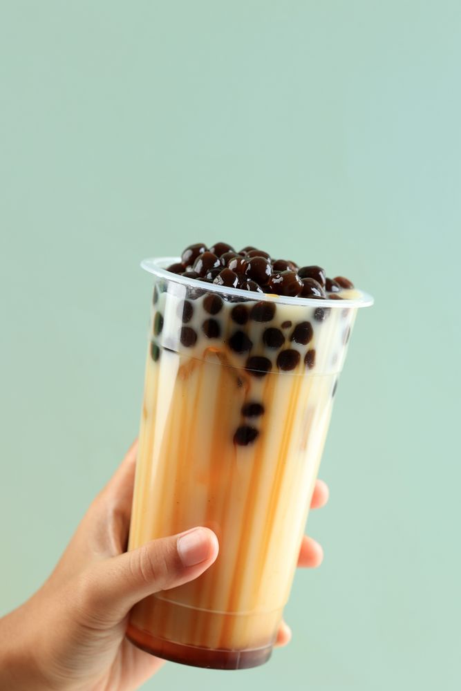 Female Hand Hold Fresh Made Boba Pearl Drink