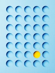 Circle pattern cut out with yellow and blue