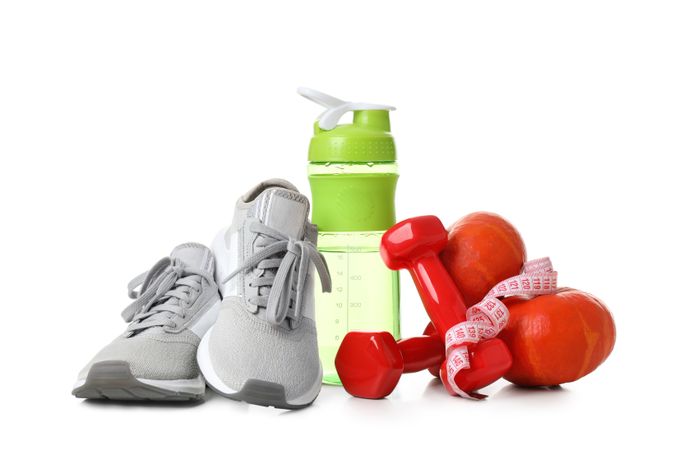 Concept of Sport and Autumn, isolated on plain background