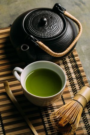 Preparing matcha tea