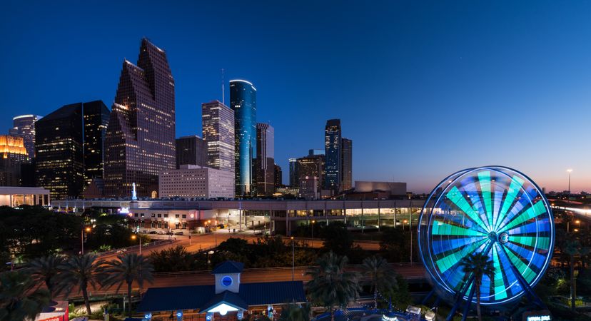 Skyline of Houston taken from the Downtown Aquarium, Houston, Texas