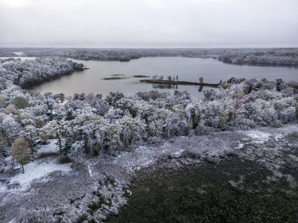 First snow from above at Big Sandy Lake in McGregor, Minnesota copy