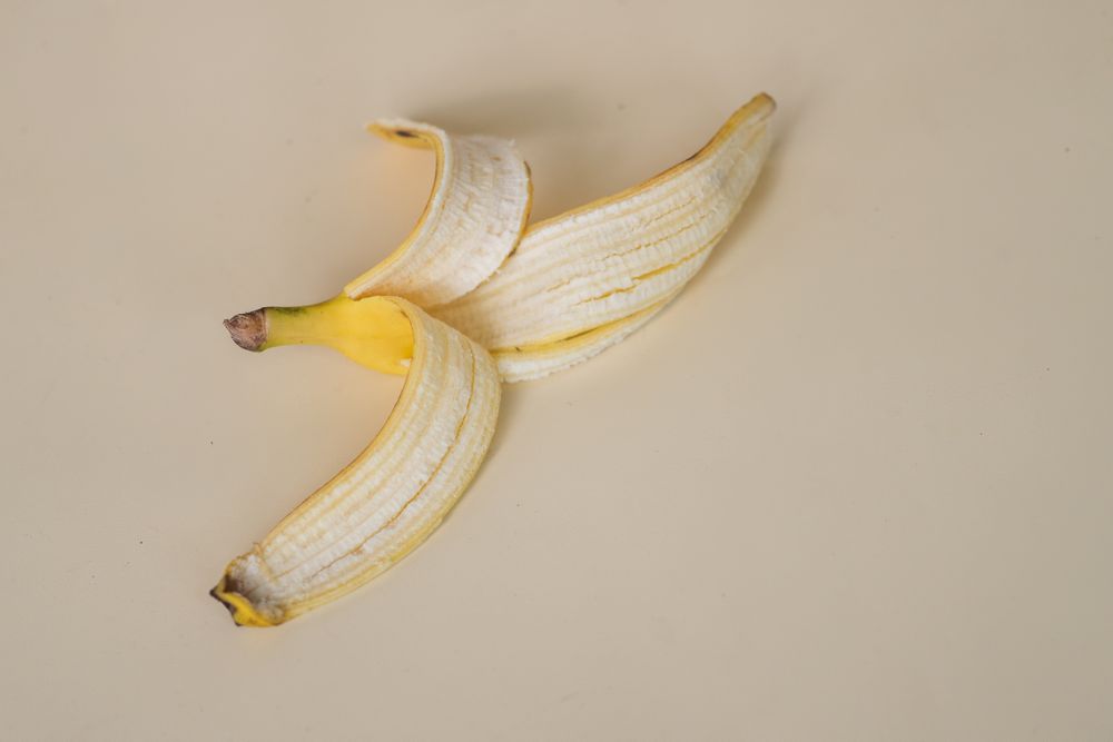Single banana peel without fruit inside
