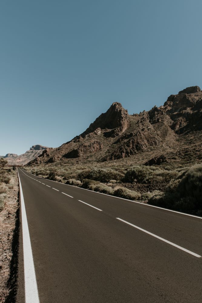 Road in desert to hills