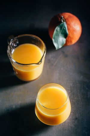 Orange juice on table