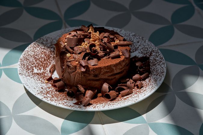 Tasty chocolate cake on plate