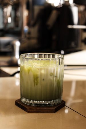Matcha Latte Serve with Small Glass