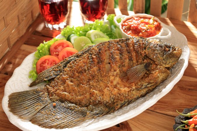 Close Up Ikan Gurame Goreng, Deep Fried Gourami