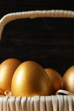 Pension rewards, returns and investment funding concepts, golden eggs