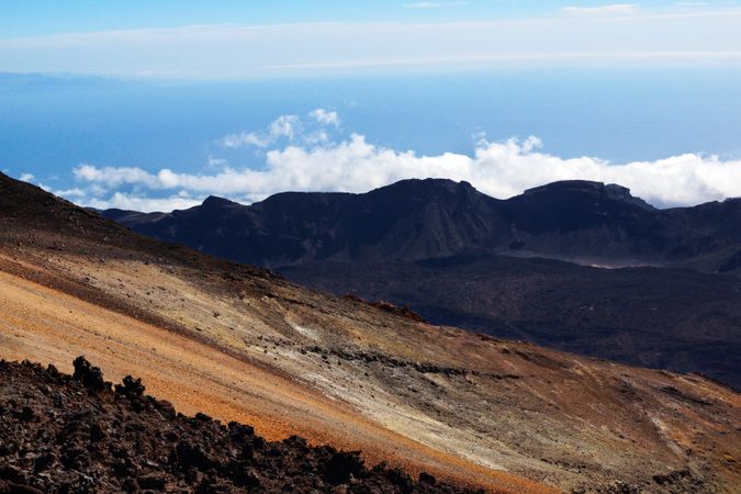 Volcanic landscape in wild deserted area