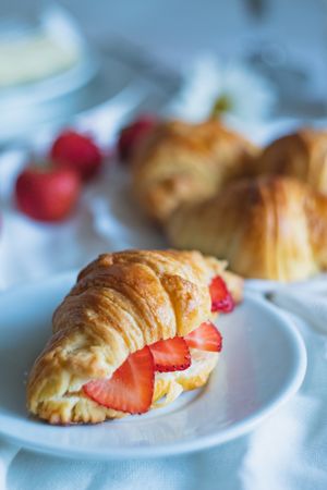Morning pastries with organic strawberries