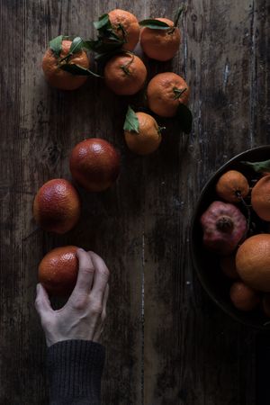 Citruses on wooden table