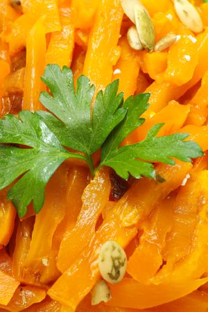Concept of tasty homemade dish - baked pumpkin