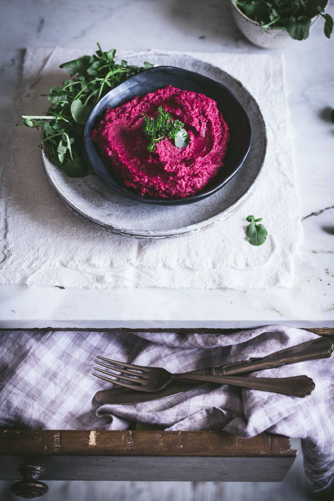 Hummus on plate