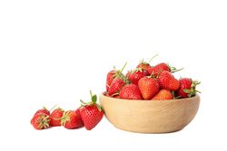 Bowl with tasty strawberry isolated on blank background. Summer berry