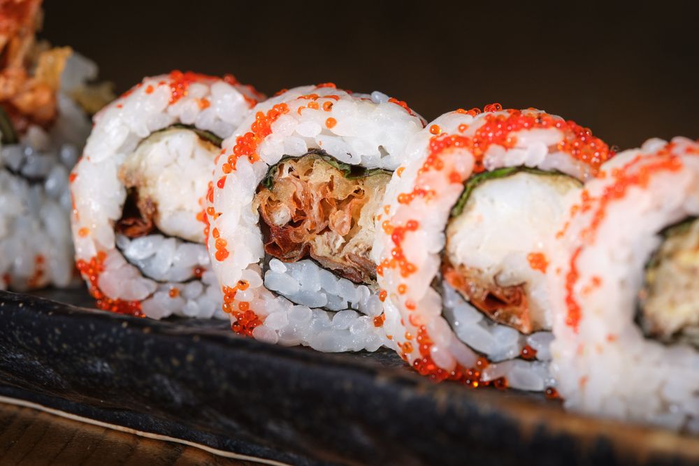 Sushi set with tobiko fish roe