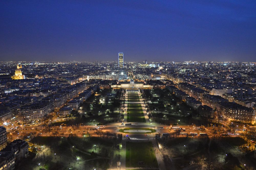 Aerial view of Paris during nighttime