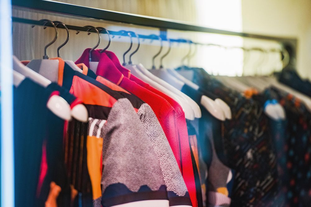 Clothes rack in fashion store